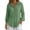 Green #20, variant on Linen Shirts for Women 3/4 Sleeve Collared Button-Down Shirt Drawstring Sides Casual Summer Blouse for Celebrations S