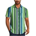 thumbnail image 2 of Men Shirt Men Shirts Casual Mens Button Up Shirt Short Sleeve Shirts for Men Men Casual Fashion Turndown Collar Stripe Printing Short Sleeve Button Shirt Blouse, 2 of 6