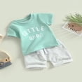 thumbnail image 3 of POINTERTECK Kid Pants Suit  Boy Short Sleeve Round Neck Letters Tops + Casual Street Drawstring Short Pants  Grey 2-3 Years, 3 of 8