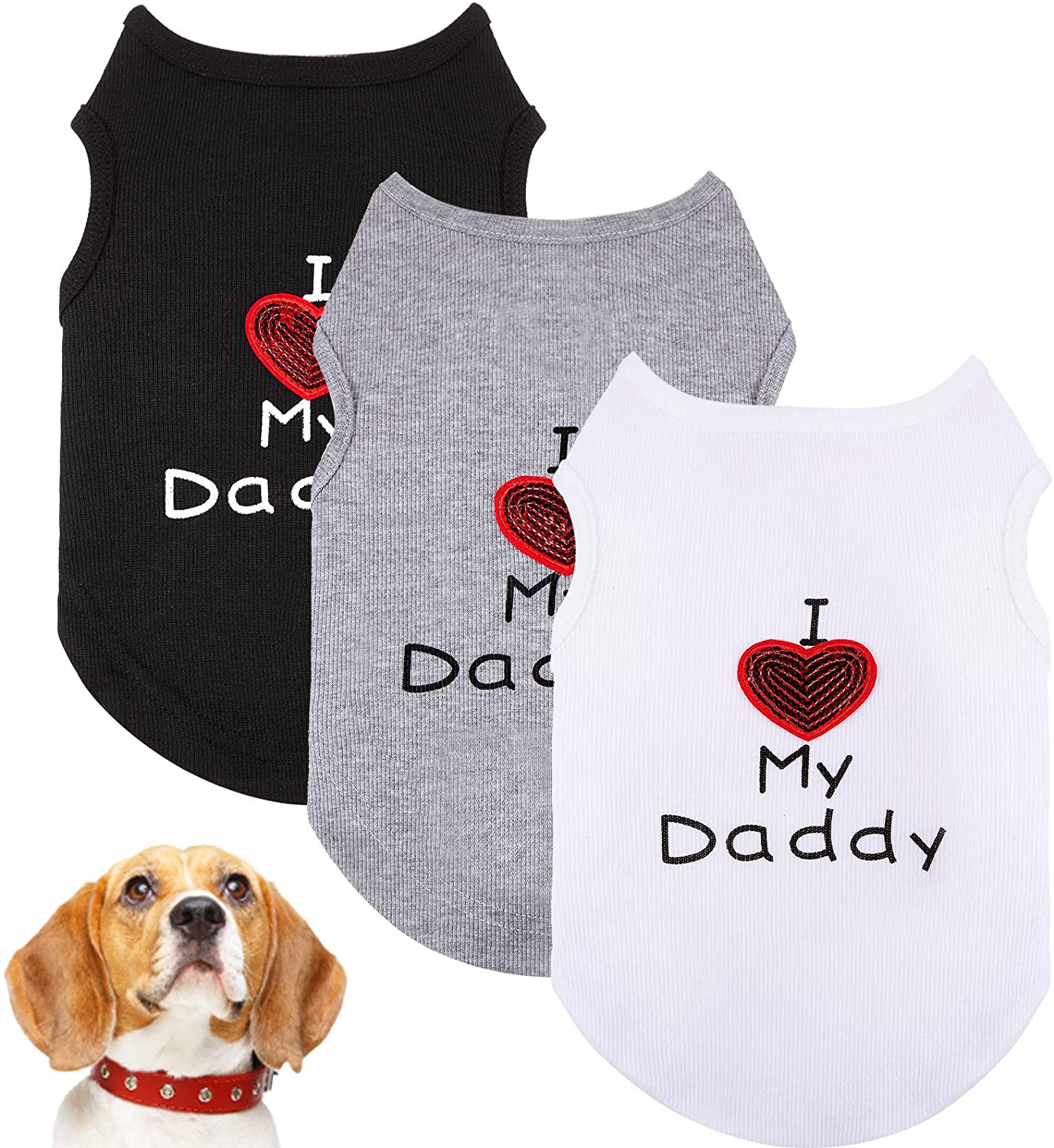 3 Pieces Dog Shirts I Love My Daddy Dog 