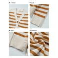 thumbnail image 4 of SHEWIN Striped Sweates Plus Size Cardigans for Women Casual Button Down V Neck Cute Cropped Outerwear Coats Apricot Stripe, 4 of 9