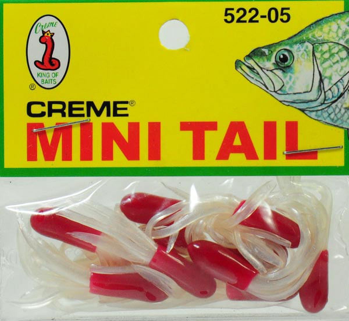 Creme 1.5" Mini Tail Tube Lures, Red & White, 15 Count