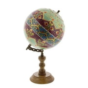 Decmode Traditional 15 X 8 Inch Multicolored Metal And Mango Wood Globe, Multicolor