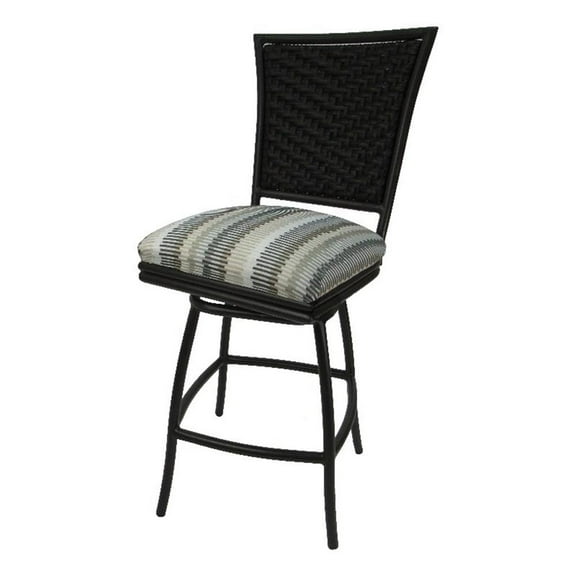 Outdoor/Indoor Counter 26" Bar Stool without Arms-Linen Sun Fabric-Brown Frame