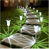 Lights Outdoor  Waterproof 6000K Cold White LED Stainless Steel Stake for Pathway Yard Garden Driveway Solar Powered Outside Decor