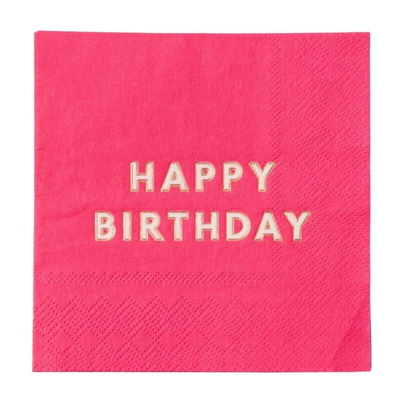 Haute Pink Signature Happy Birthday Cocktail Napkins - 20ct