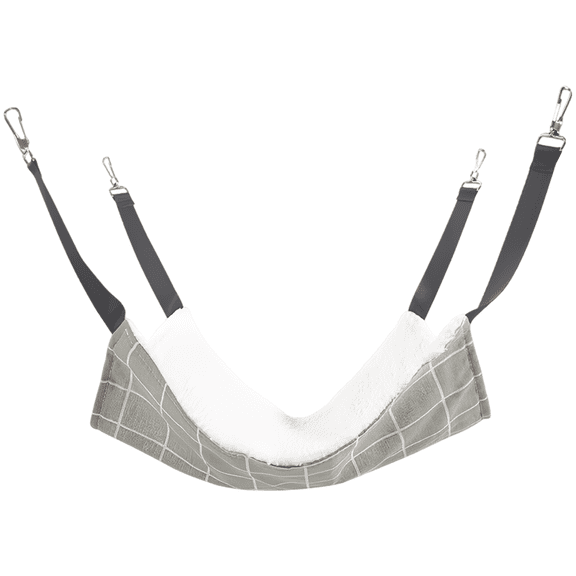 Gray Plaid Cat Hammock for Cage, Soft Fleece Sleeping Bed, Warm Winter, 20.9 x 13.8 in Hanging Pet Hammock, Swing Bed