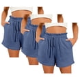 thumbnail image 2 of Penkiiy Women's Cotton Shorts 3-Piece Set with Elastic Waist & Pockets | Comfortable Casual Fashion, 2 of 3
