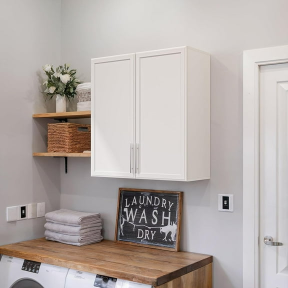 30" Laundry Room Cabinets Wall Mounted,White