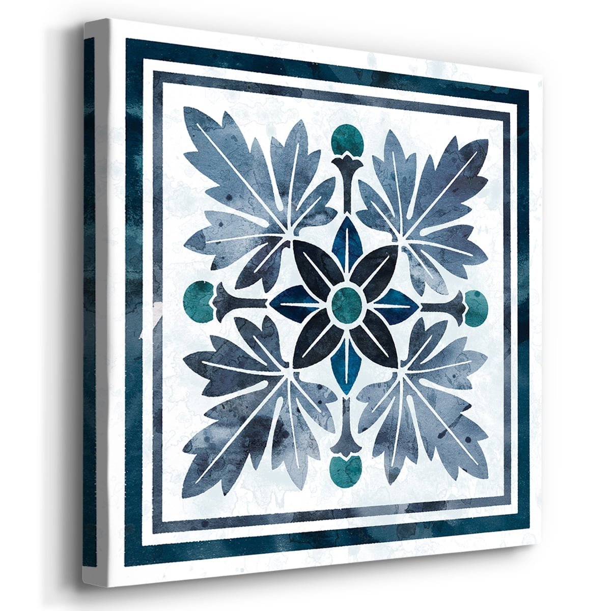 Wexford Home Abstract Wall Art Flower Bluie Pattern Prints 16 x 16 inch Each Panel, Set of 4 Wall Décor for Bedroom Bathroom Living Room