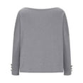 thumbnail image 4 of GigrtiJin Women Long Sleeve off the Shoulder Tops Casual Loose Button Solid Color Going out Pullover Sweatshirt, 4 of 8