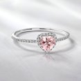 thumbnail image 2 of JeenMata Anillo de Bodas de Oro Blanco de 18 K sobre Plata con Turmalina Rosa, Piedra Natal de Octubre y Forma de Corazón de 1 Quilate, 2 of 6