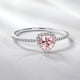 thumbnail image 2 of JeenMata Anillo de Bodas de Oro Blanco de 18 K sobre Plata con Turmalina Rosa, Piedra Natal de Octubre y Forma de Corazón de 1 Quilate, 2 of 5