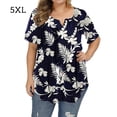 thumbnail image 1 of Blusa con cuello en V y manga corta con estampado floral para mujer, azul, 5XL Inevent AP002466-40, 1 of 3