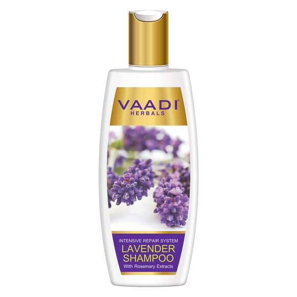 Vaadi Herbals Champú de lavanda con extracto de romero - Champú de reparación intensiva - TODO natural - Sin parabenos - Sin sulfatos - Terapia del cuero cabelludo - Adecuado para todo tipo de cabello