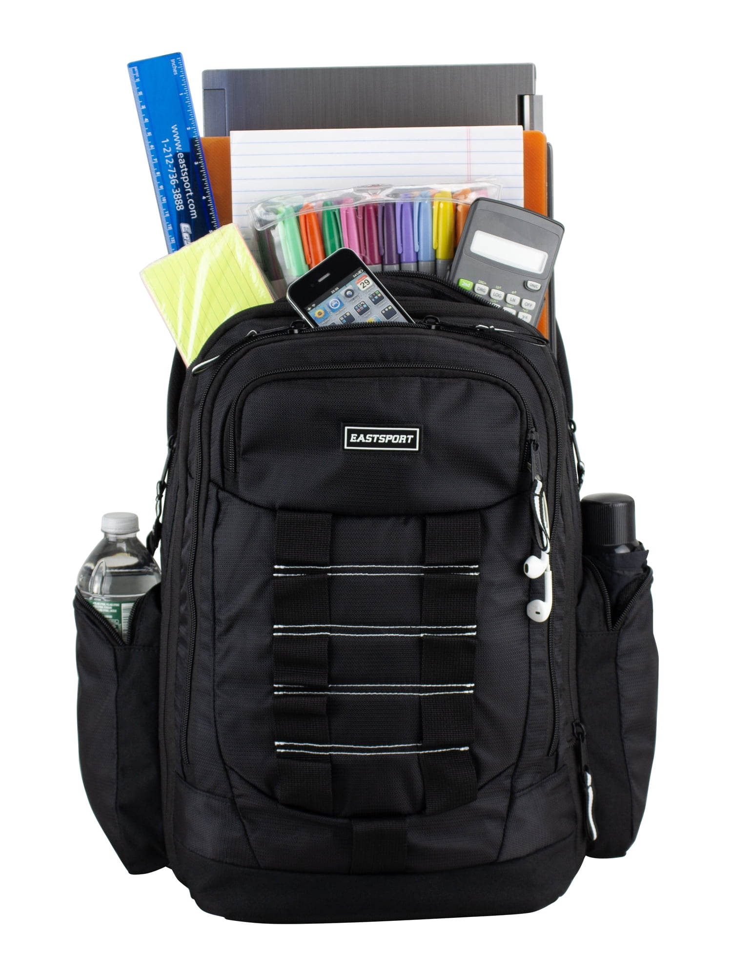Eastsport Unisex Allegiance Expandable Recycled Backpack, Black