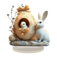 thumbnail image 1 of Siruishop 2D Flat Easter Bunny and Chick Scene Table Sign Desktop Decoration Accessory Multifunctional Traditional with Base Waterproof 20cmx20cm, 1 of 1