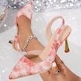 thumbnail image 2 of Women's Wave Print Pointed Toe Slingback Heels, Trendy Metallic Stiletto Pumps, Comfortable Closed Toe Dress Shoes for Spring Summer, Plus Size Available for Wide Feet, Fashionable Outdoor Heels, 2 of 8