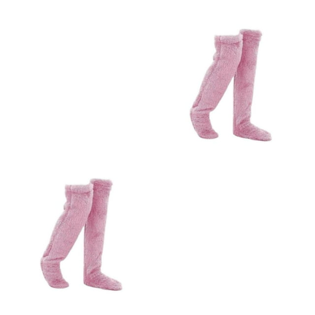 Transemion Feet Warm And Cozy With These Knee Socks For Winter Brown Easy To Wear pink purple 2Set