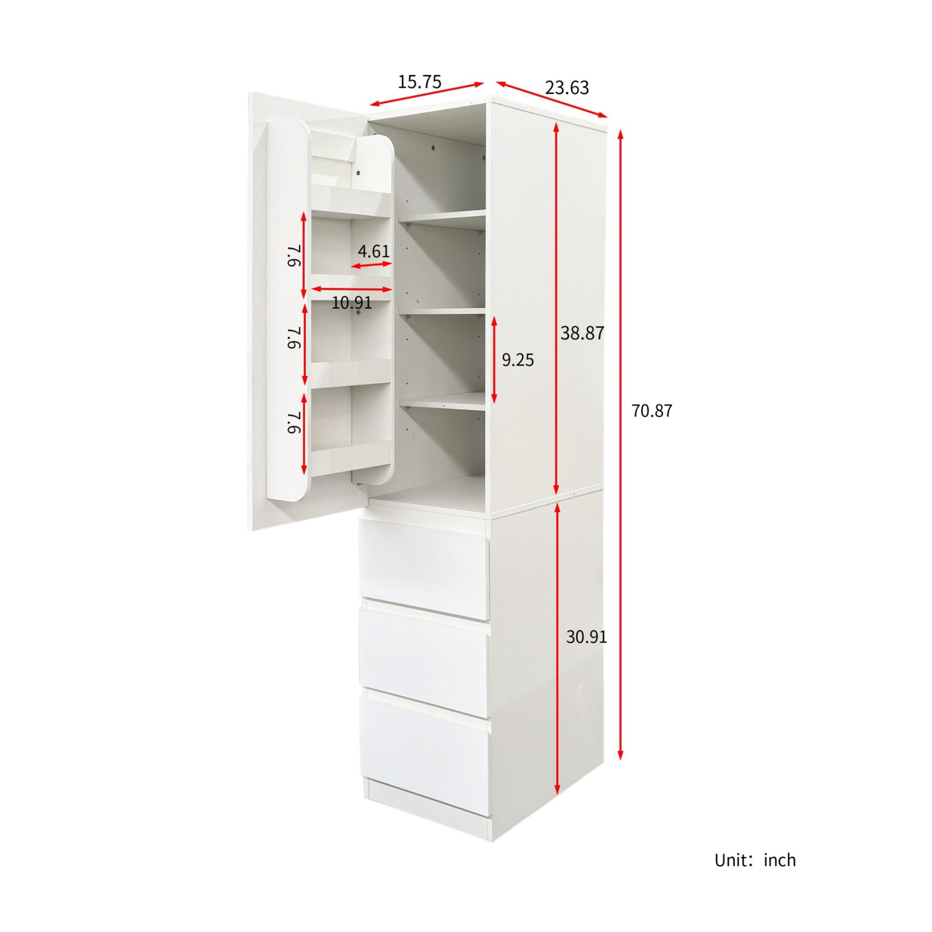 Kitchen Pantry Cabinet with Doors, Drawers and Shelves, 70.8" Tall Freestanding Storage Cabinet with Door Shelves, Large Pantry Cupboard for Kitchen, Dining Room, Living Room, White