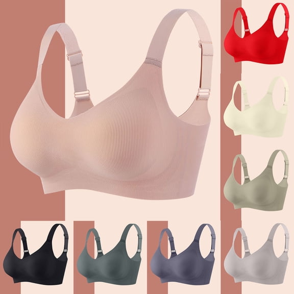 Rvasteizo Women Wireless Bra Solid Backless Seamless Everyday Bra