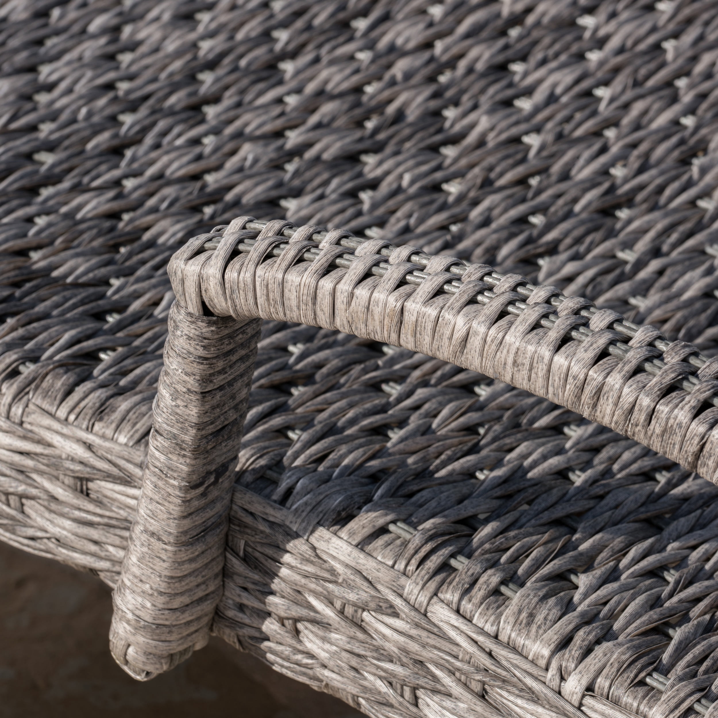 Emerald Outdoor Armed Wicker Chaise Lounge, Set of 4, Grey