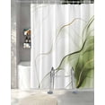 thumbnail image 3 of Split Shower Curtain for Transfer Bench, Marble Sage Green Fabric Shower Curtains for Bathroom, Gold White Modern Gradient Ocean Wavy Tub Sliding Transfer Bench Waterproof Bath Curtains 72"x72", 3 of 9