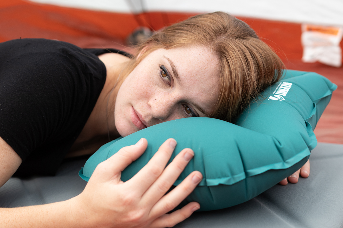 Klymit Pillow X Large Durable Inflatable Camping Travel Pillow, Teal