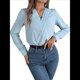 thumbnail image 3 of Blusas Elegantes e Informales para Mujer, con Cuello en V Triple, Larga, para Trabajo y Negocios Azul M, 3 of 10