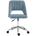 thumbnail image 1 of Sky Blue Velvet Swivel Office Chair - Mid-Back Computer Desk Chair with Adjustable Height & Scallop Design for Home Office & Living Room - 19.3" x 23.6", 1 of 7