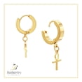 thumbnail image 6 of BEBERLINI Women Ankh Cross Pendant Huggie Hoop Earrings 14K Gold Plated Stainless Steel Jewelry, 6 of 8
