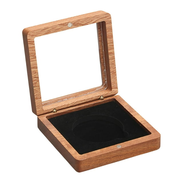 TISHITA Wooden Coin Presentation Display Box Badge Organizer Collection Storage Case Black