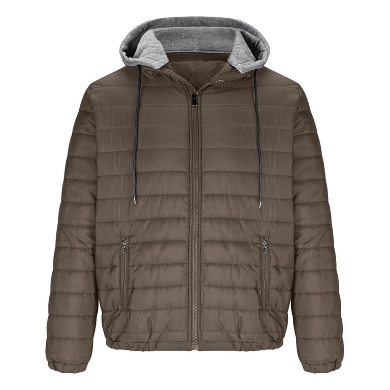 Busydd Mens Puffer Jacket Fashion Solid Color Stand Collar Down