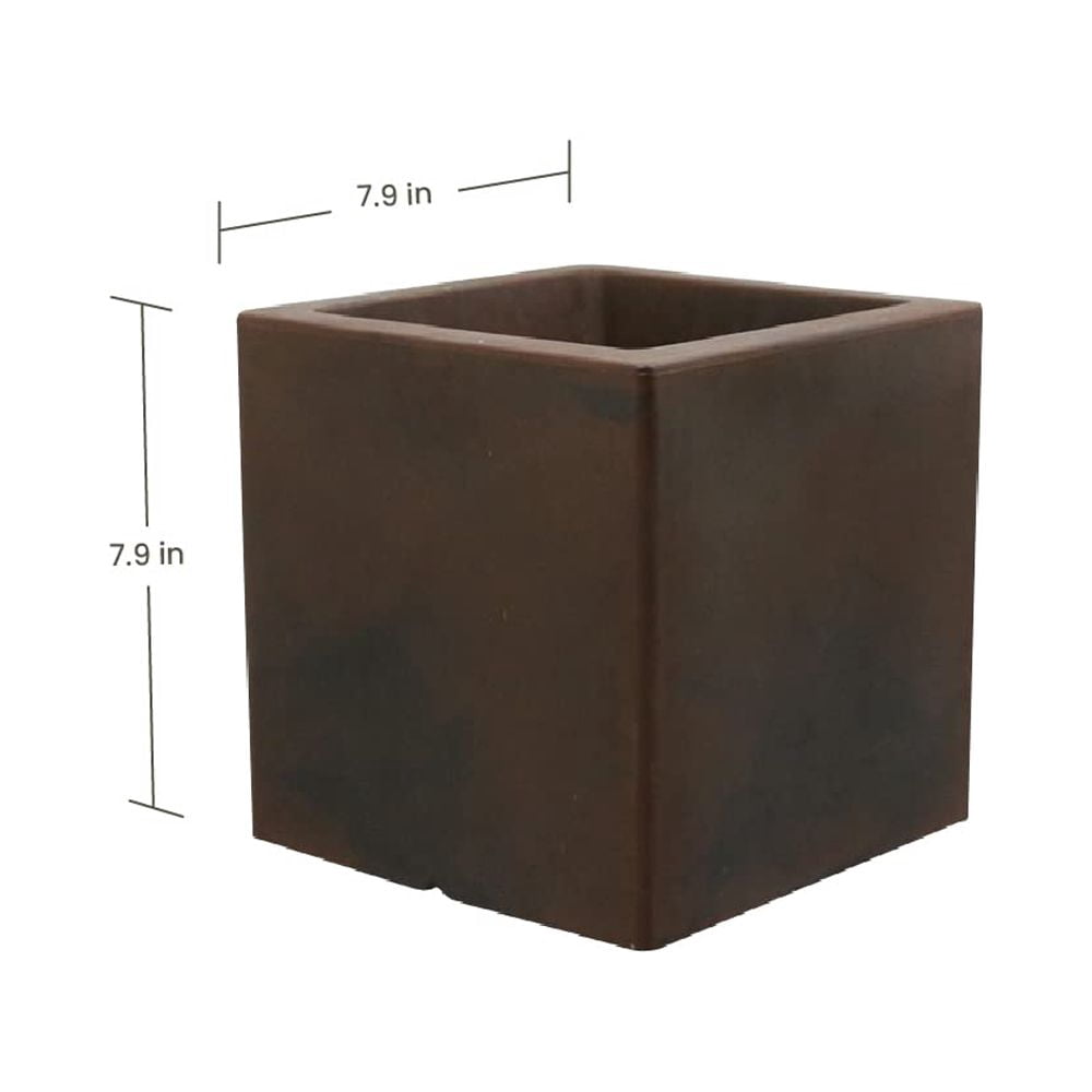 Ecobo 8" Eco-Friendly Square Planter Bloco Indoor/Outdoor use, Durable, Versatile & Lightweight, Designed by Brazilian Artisans, Contemporary All-Weather Design –Brown