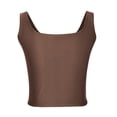 thumbnail image 5 of Mrat Plus Size Tank Tops Women's Fashion Casual Spring Summer Beach Solid Color Round-Neck Tank Tops Camisole Tops Women Built In Bra S-192 Coffee S, 5 of 6