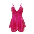 thumbnail image 3 of REALiKUN Women Sexy Sequin Romper Dress Sparkly Glitter Spaghetti Strap Layered Ruffle Short Jumpsuits for Club Party, 3 of 5