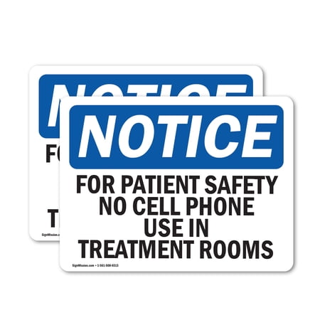 (2 Pack) For Patient Safety No Cell Phone Use In OSHA Notice Sign
