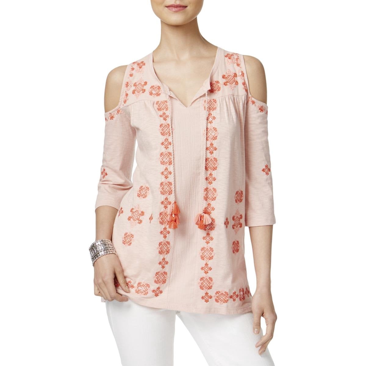 coral peasant top