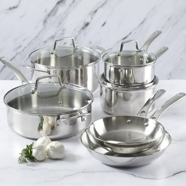 Martha Stewart 10-Piece Stainless Steel Cookware Set