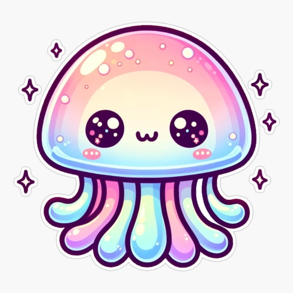 Cute Multicolored Jellyfish Ocean Design Sticker