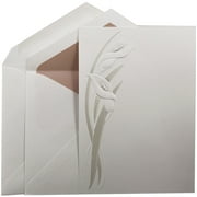 JAM Paper Wedding Invitation Sets, Large, 5 1/2 x 7 3/4, White with Pearl Calla Lily Design, Powder Pink Lined, 100/pack