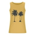 thumbnail image 4 of ZCFZJW Men's Workout Tank Tops Cotton Gym Cut Off Sleeveless Tropical Palm Tree Graphic T Shirt Bodybuilding Fitness Muscle Athletic Tank Tops Yellow XXXL, 4 of 5
