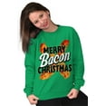 thumbnail image 4 of Merry Christmas Bacon Meat Lover Unisex Plus Fleece Graphic Sweatshirt Brisco Brands 2X, 4 of 5