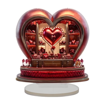 Valentines Day Table Centerpiece Decorations Valentine's Day Heart Table Sign 2D Romantic Love Room Happy Valentine Table Acrylic Centerpiece for Wedding Anniversary Party Supplies