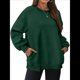 thumbnail image 2 of Sudadera de Gran Tamaño para Mujer, Cuello Redondo, Larga, Jersey de , Ropa de Moda de Otoño con Bolsillo Verde Oscuro XL, 2 of 6
