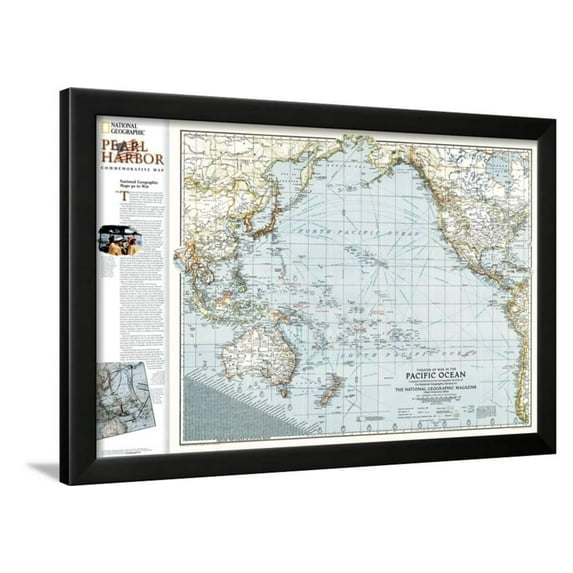 2001 Pacific Ocean Theater of War 1942 Map, Framed Art Print Wall Art by National Geographic Maps Sold by Art.Com