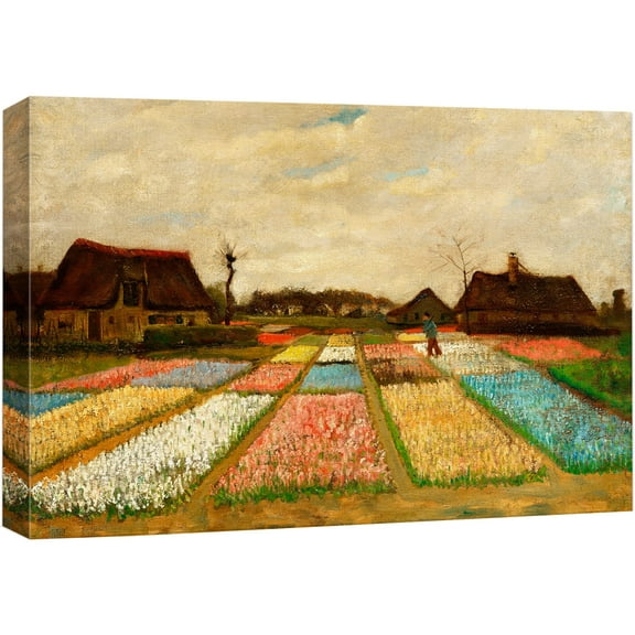 wall26 Canvas Print Wall Art Flower Beds in Holland by Master Artist Vincent Van Gogh Nature Wilderness Illustrations Fine Art Relax/Calm Multicolor for Living Room, Bedroom, Office - 32"x48&quo