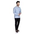 thumbnail image 4 of In-Sattva Men's Double-Breasted Pullover Sattva-Collar Henley Style Kurta Tunic; Natural Linen; LG, 4 of 7