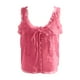 thumbnail image 4 of Camiseta sin mangas de encaje de colores lisos para mujer - Top tipo chaleco ajustado, 4 of 5