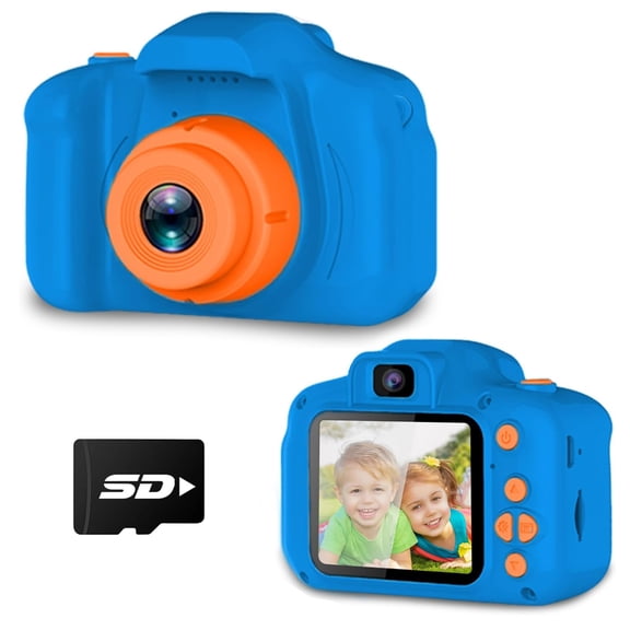 Upgrade Kids Selfie Camera, Christmas Birthday Gifts for Boys Age 3-9, HD Digital Video Cameras for Toddler, Portable Toy for 3 4 5 6 7 8 Year Old Boy with 32GB SD Card-Navy Blue